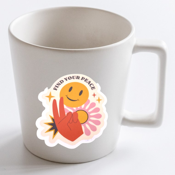 Find Your Peace Vinyl Sticker On Coffee Mug