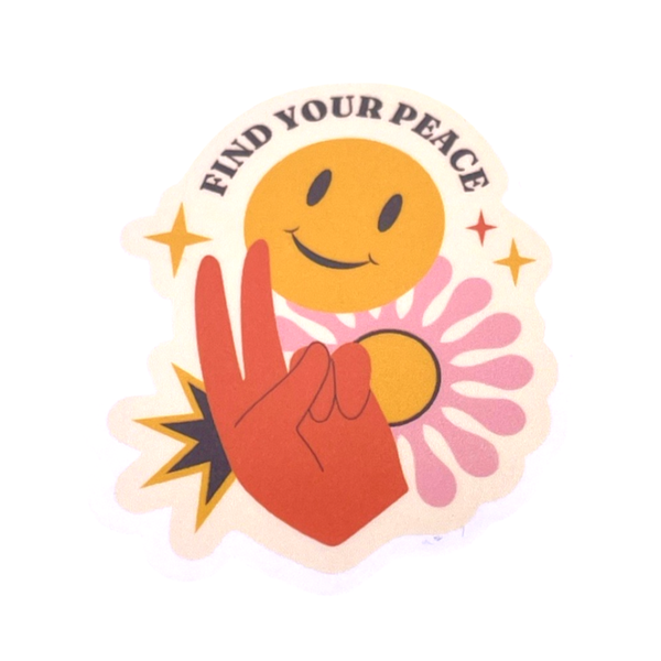 Find Your Peace Vinyl Sticker on White Background