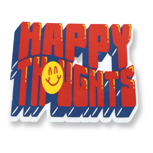 "Happy Thoughts" Vinyl Die Cut Decal On White Background
