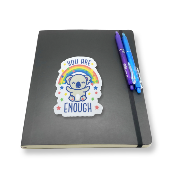 "You Are Enough" Vinyl Die Cut Decal Sticker On Black Journal